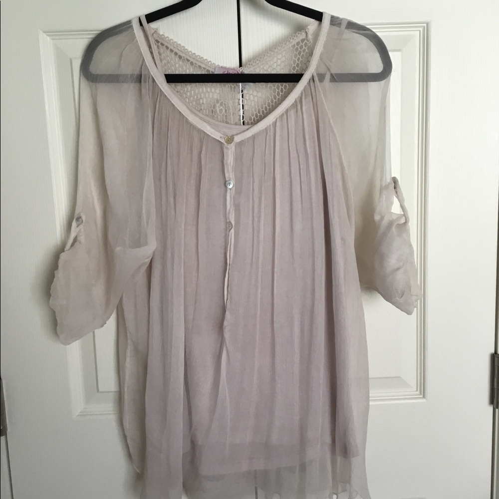 Sheer blouse with cami.  Made in Italy